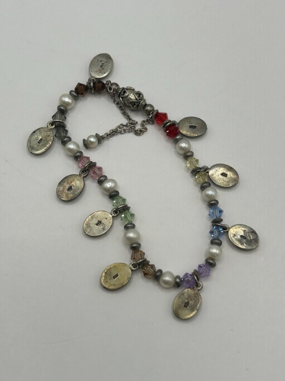 Sterling Silver Faith Charm Bracelet Pearls Beads Magnetic Clasp Safety Chain - Picture 12 of 15